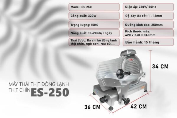 thong-so-may-thai-thit-ES-250 Máy thái thịt bán tự động ES 250